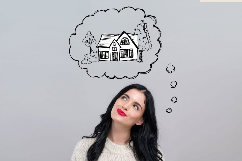 Girl dreaming about a home