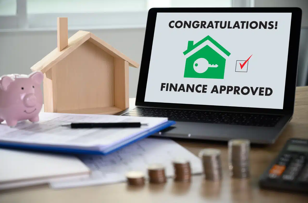 Congratulations Finance Approved on computer screen