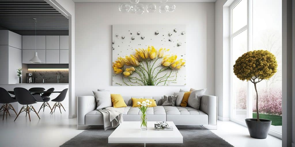 Room with painting and couch