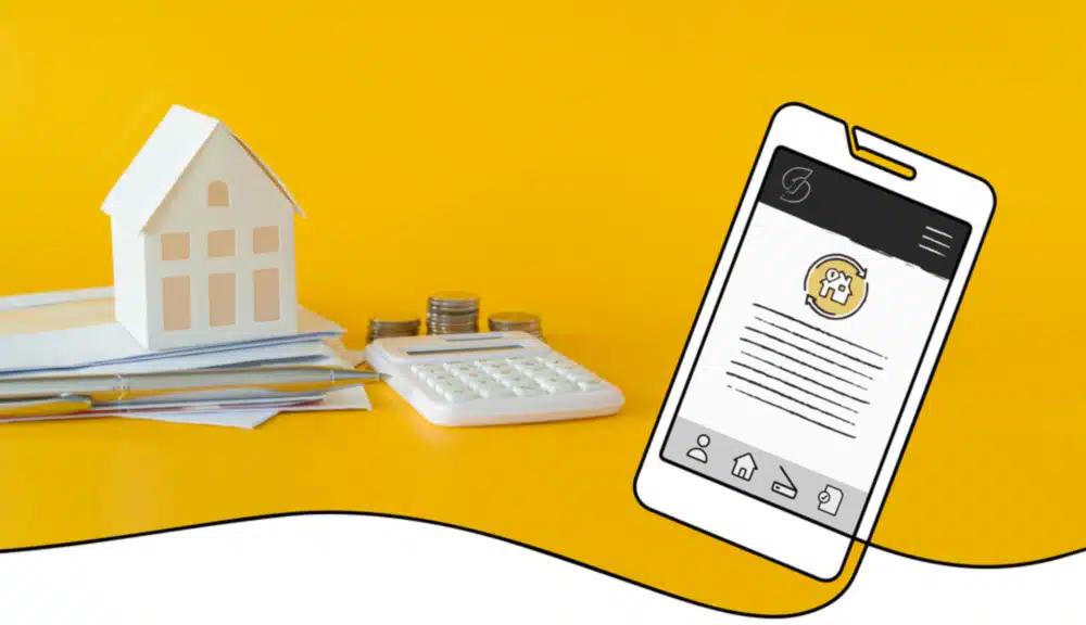 White toy home and a White Calculator with an Orange background