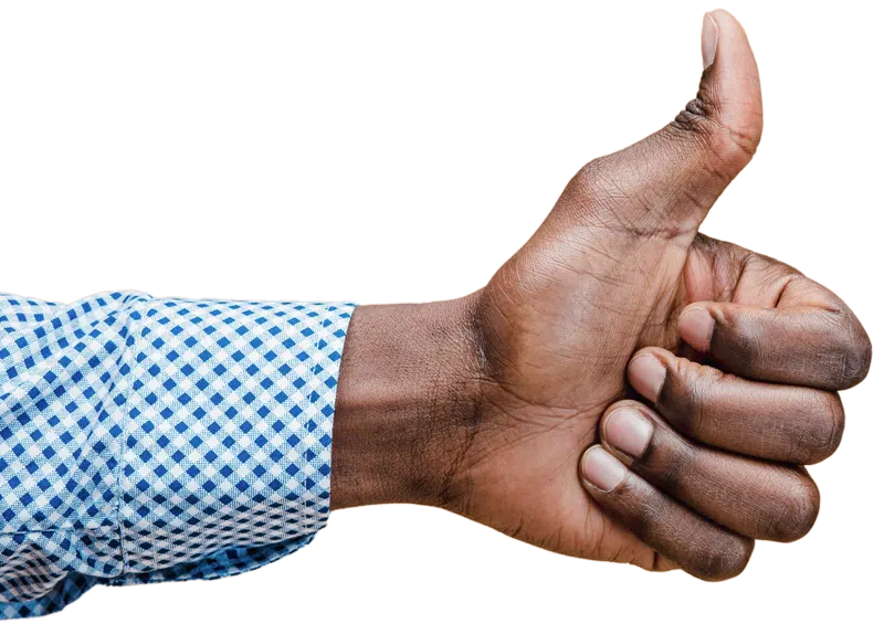 Hand with his thumb up