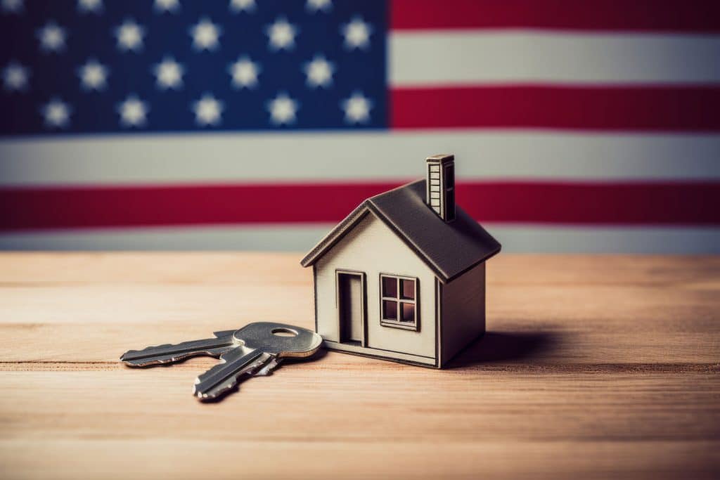 Home keys infront of a US flag