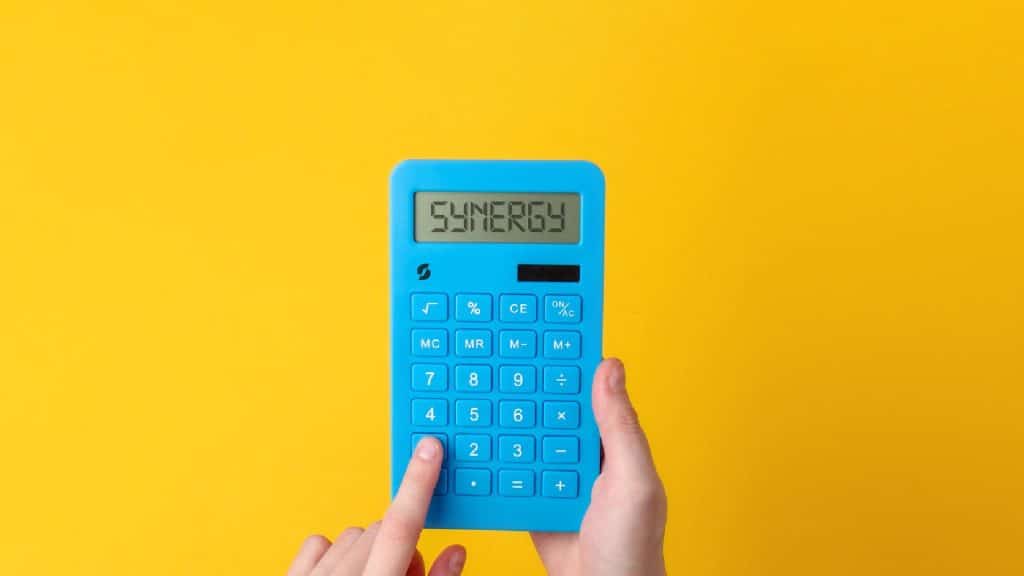 Blue Synergy Calculator with Orange background