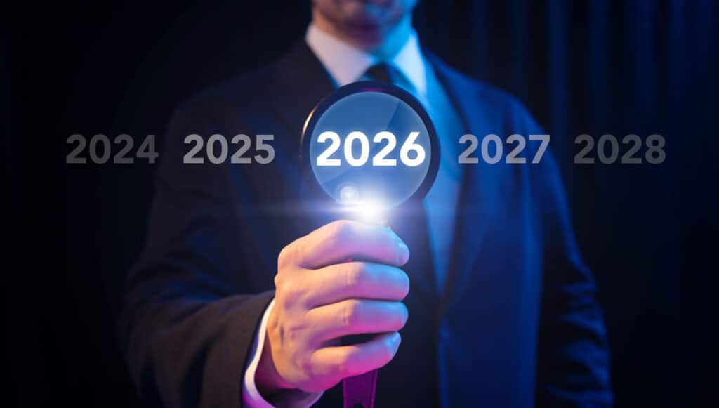 Suit and Tie guy surrounded by the years and sates